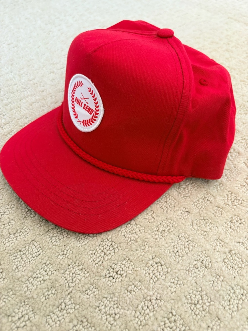 Full Send Red Rope-Trim Snapback Hat - Picture 2 of 4